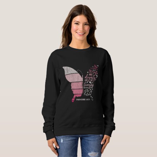 乳がん認識度家族マッチング蝶 スウェットシャツ (正面フル)