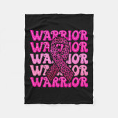 乳がん認識度戦士ピンクリボンピンク フリースブランケット (正面)