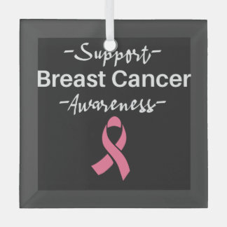 乳がん認識度支持ピンクリボン ガラスオーナメント