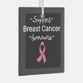 乳がん認識度支持ピンクリボン ガラスオーナメント (正面右)