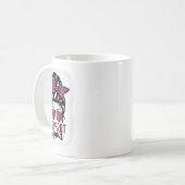 乳がん認識度支援班Messy Bun Wa コーヒーマグカップ (正面左)