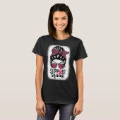 乳がん認識度支援班Messy Bun Wa Tシャツ (正面フル)