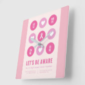 乳がん認識度時計 スクエア壁時計 (傾斜)