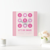 乳がん認識度時計 スクエア壁時計 (ホーム)