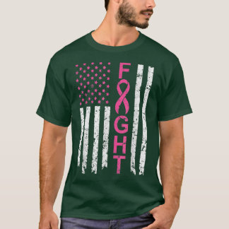 乳がん認識度米国旗動揺して Tシャツ