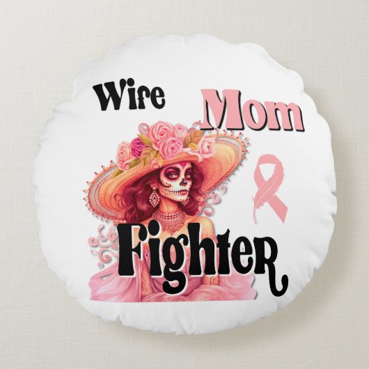 乳がん認識度糖スカル ラウンドクッション (正面)