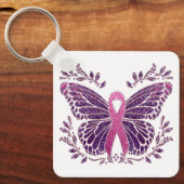 乳がん認識度蝶フローラ キーホルダー (正面)