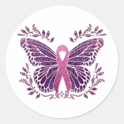 乳がん認識度蝶フローラ ラウンドシール (正面)