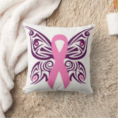 乳がん認識度蝶 クッション (ブランケット)