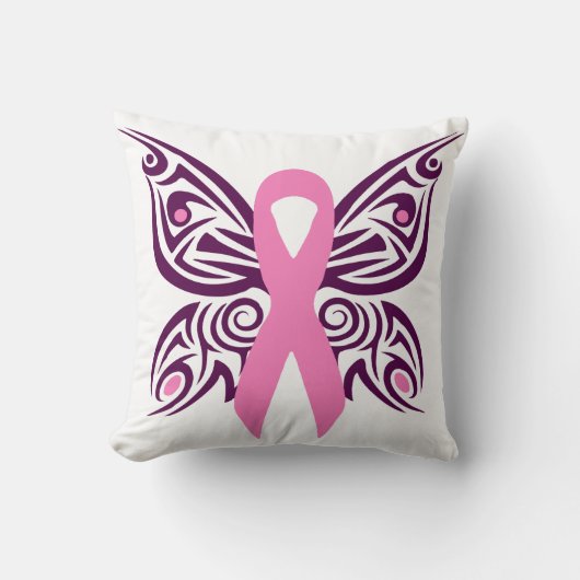 乳がん認識度蝶 クッション (正面)