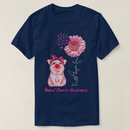 乳がん認識度衣装デイジーリボンギフト Tシャツ (デザイン正面)
