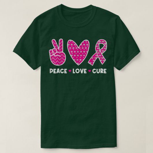 乳がん認識度衣装ピンクピースラブCu Tシャツ (デザイン正面)