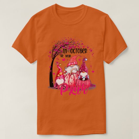 乳がん認識度10月We衣服ピンクGn Tシャツ (デザイン正面)