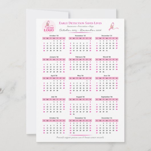 乳がん認識度15ヶ月リボンカレンダー (正面)