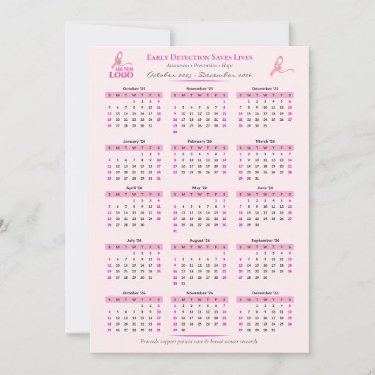 乳がん認識度15ヶ月リボンカレンダー (正面)