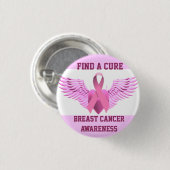 乳がん認識度_の治療法を見つける 缶バッジ (正面&裏面)