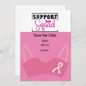 乳がん認識度、日付パーティーの保存 招待状 (正面/裏面)