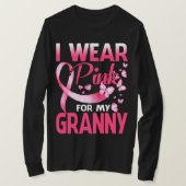 乳がん認識度I衣服ピンクおばあちゃん Tシャツ (デザイン正面)