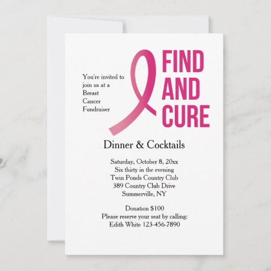 乳がん資金集め招待状 招待状 (正面)