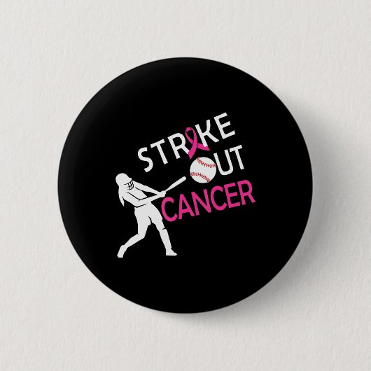 乳がん野球の試合認識度 缶バッジ (正面)