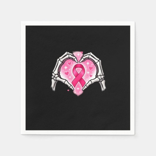 乳がん骨格手ハート標識リボン戦争 スタンダードカクテルナプキン (正面)