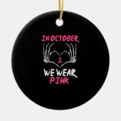 乳がん骨格手ハートWe衣服女性 セラミックオーナメント (正面)