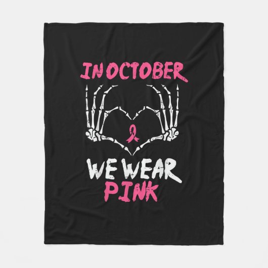 乳がん骨格手ハートWe衣服女性 フリースブランケット (正面)