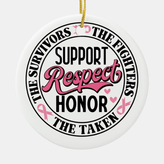 乳がん高揚引用文 セラミックオーナメント (正面)