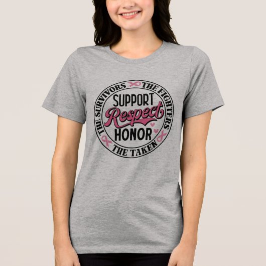 乳がん高揚引用文 トライブレンドTシャツ (正面)