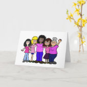 乳がん – ピンクのグリーティングカードの女性 カード (黄色い花)