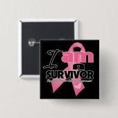 乳がん – 私は生存者 缶バッジ (正面&裏面)