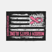 乳がんAw単独で闘う人はいない フリースブランケット (正面(横))