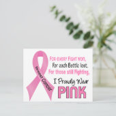 乳がんI誇らしげに衣服ピンク1 ポストカード (スタンド正面)