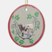 乳しぼりのクリスマスオーナメント8人 セラミックオーナメント (左)