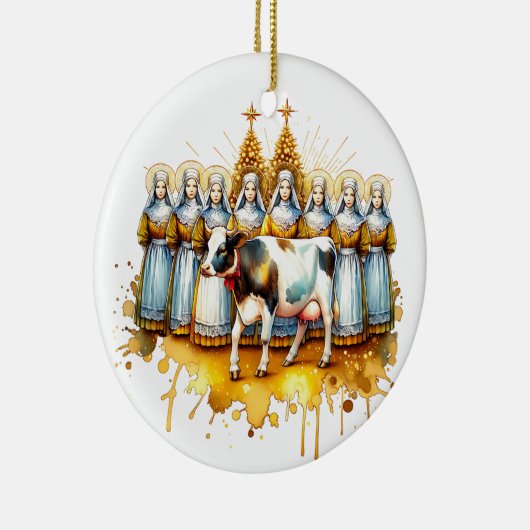 乳しぼりのメイド八人 | クリスマスの12日 セラミックオーナメント (右)