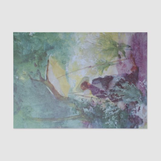 乳しぼりの執事が柵の中でスケッチする女性 薄葉紙 (正面)