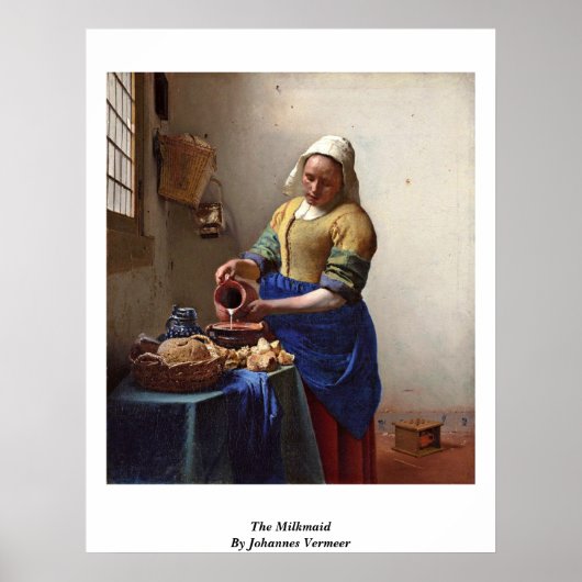 乳しぼり。By Johannes Vermeer ポスター (正面)