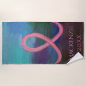 乳はっきりしたがん認識度ピンクリボン抽象芸術 ビーチタオル (正面)