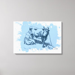 乳を飲む女性 キャンバスプリント