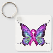 乳カラフルがん認識度蝶 キーホルダー (正面)
