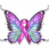 乳カラフルがん認識度蝶 シール (正面)