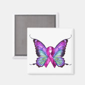 乳カラフルがん認識度蝶 マグネット (正面/裏面)