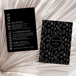 乳シンプル乳ブラックフローラ結婚詳細 エンクロージャーカード