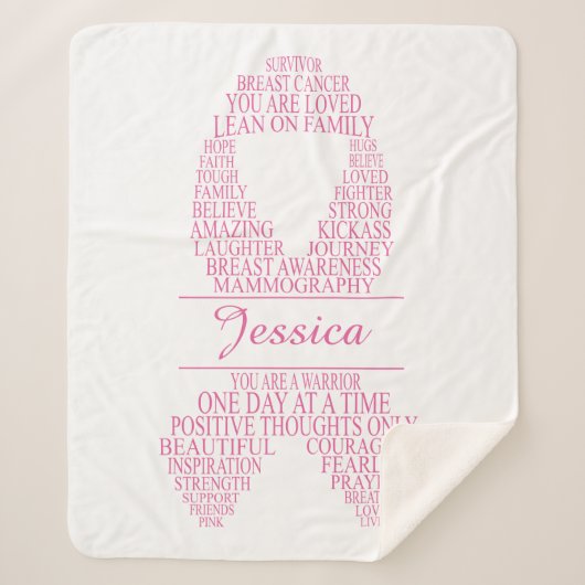 乳パーソナライズされたがんタイポグラフィ帯 シェルパブランケット (正面)