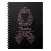 乳パーソナライズされたがんリボンウォールアート ノートブック (正面)