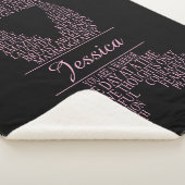 乳パーソナライズされたがんリボンブラック&ピンク シェルパブランケット (3/4)