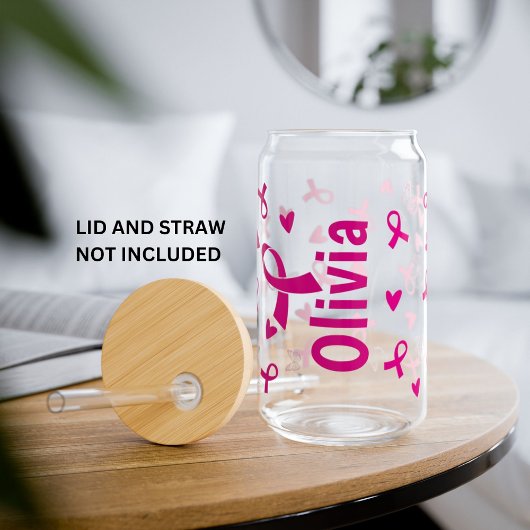 乳パーソナライズされたがん認識度ピンクリボン ガラス缶