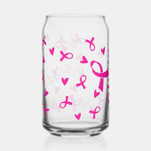 乳パーソナライズされたがん認識度ピンクリボン ガラス缶 (正面)