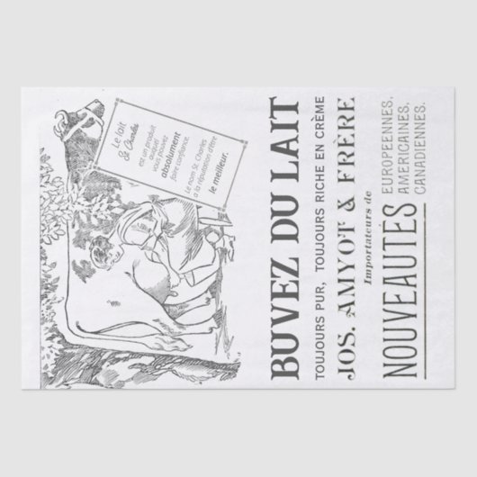 乳フランスの牛広告ヴィンテージの分離 薄葉紙 (正面)