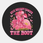 乳与え癌ブーツ女性のカーボーイパッチワークピンク ラウンドシール (正面)